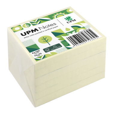 UPM Notes Haftnotiz 75 x 75 mm (B x H) 100 Bl./Block 6 Block/Pack. Produktbild