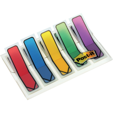 Post-it® Haftstreifen Index Pfeile 5 Block/Pack. rot, blau, gelb, grün, lila Produktbild