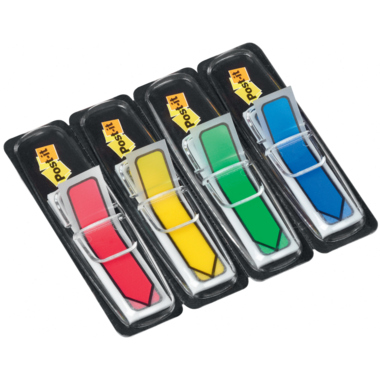 Post-it® Haftstreifen Index Pfeile 4 Block/Pack. rot, gelb, grün, blau Produktbild