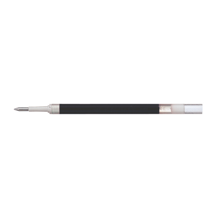 Schwarzer Gelstift mit silberner Spitze und transparentem Griff.