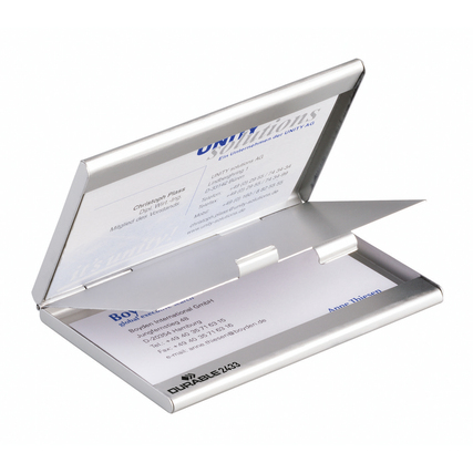 DURABLE Visitenkartenspender Business Card Box Duo 90 x 55 mm (B x H) 20 Karten Aluminium silber metallic