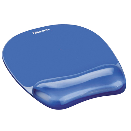 Blaues Mauspad mit transparentem Gel und integrierter Gelauflage für Komfort.