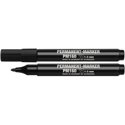 Schwarzer Schneider Permanentmarker Maxx 160 mit umsteckbarer Kappe und zwei Spitzen.