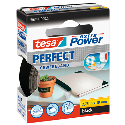 tesa® Gewebeband extra Power® Perfect 19 mm x 2,75 m (B x L) schwarz Produktbild pa_produktabbildung_1 XL