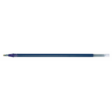 Blauer Gelmine-Stift mit transparentem Gehäuse und Kugelspitze.