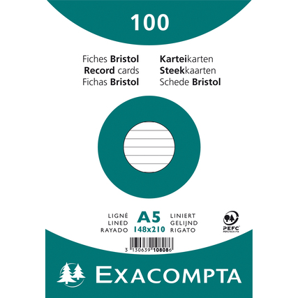 Exacompta Karteikarte DIN A5 liniert weiß Produktbild pa_produktabbildung_1 XL