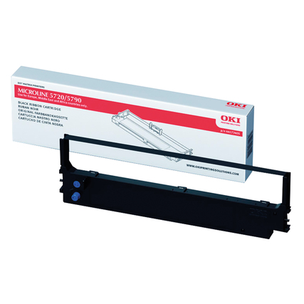 Schwarzes Druckerfarbband in Verpackung, geeignet für OKI Microline 5720/5790 Drucker.