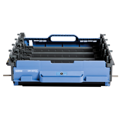 Trommel DR-321CL mit blauem Gehäuse, Vorderansicht, für Drucker von Brother.