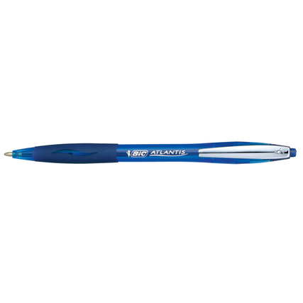 BIC Kugelschreiber ATLANTIS Soft in Blau mit weichem Griff und dokumentenechter Tinte.
