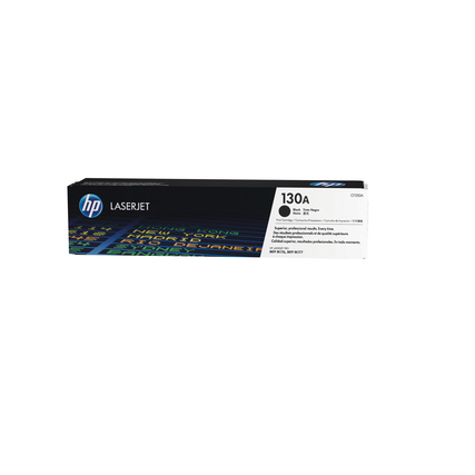 Schwarze Tonerkartusche 130A für HP LaserJet, in Verpackung abgebildet.