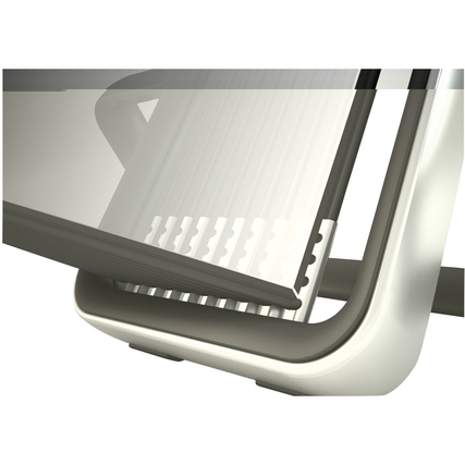 Detailansicht des DJOIS Sichttafelständers mit Fokus auf die Montageverbindung.