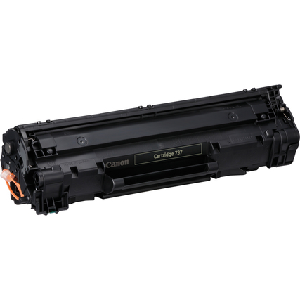 Schwarzer Canon Toner 737 in einer horizontalen Ansicht.
