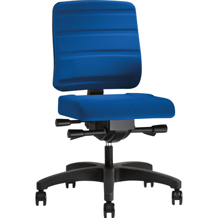 Bürodrehstuhl in royalblau mit höhenverstellbarer Rückenlehne und synchroner Mechanik.