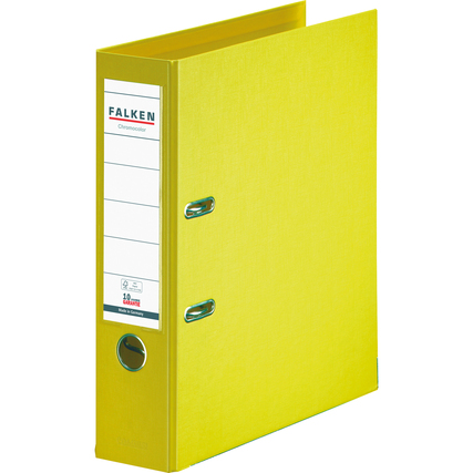 Falken Ordner Chromocolor Kunststoff DIN A4 80 mm gelb Produktbild pa_produktabbildung_1 XL