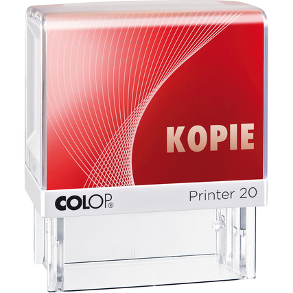 Rechteckiger Textstempel mit rotem Design und der Aufschrift "KOPIE".
