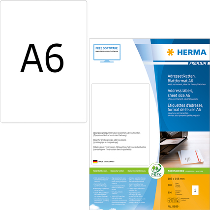 HERMA Adressetikett PREMIUM 105 x 148 mm (B x H) Produktbild pa_produktabbildung_1 XL
