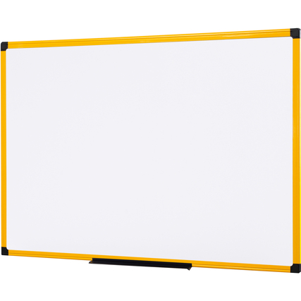 Weißes Whiteboard mit gelbem Rahmen, Maße 60 x 45 cm, in aufrechter Position.