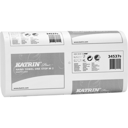 Katrin Papierhandtücher Plus One stop M 2 EasyFlush 25 x 20 cm (B x L) Tissue weiß 21 x 144 Bl./Pack.