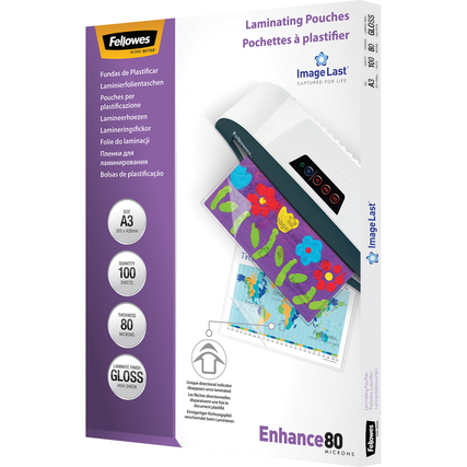 Fellowes® Laminierfolie ImageLast&trade; Enhance 80 303 x 426 mm (B x H) DIN A3 Produktbild pa_produktabbildung_2 XL