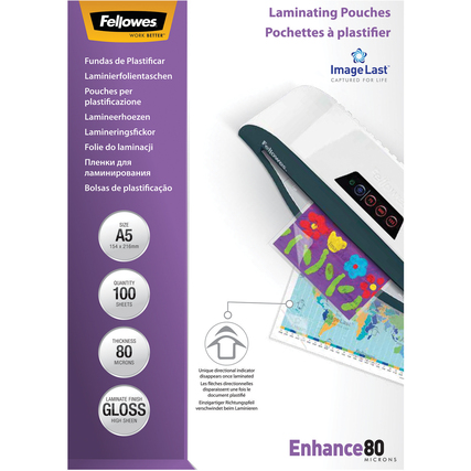 Fellowes® Laminierfolie ImageLast&trade; Enhance 80 154 x 210 mm (B x H) DIN A5 Produktbild pa_produktabbildung_1 XL