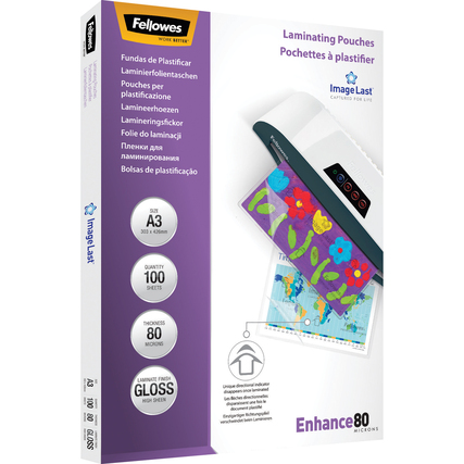 Fellowes® Laminierfolie ImageLast&trade; Enhance 80 303 x 426 mm (B x H) DIN A3 Produktbild pa_produktabbildung_3 XL