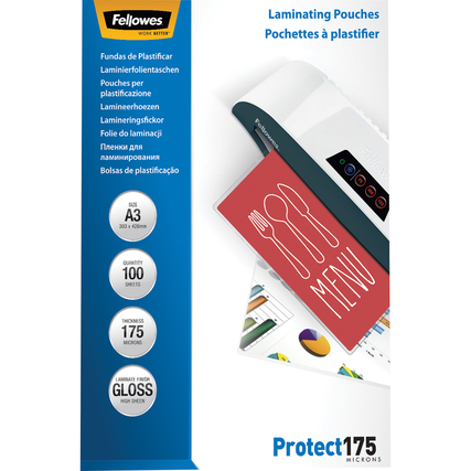 Fellowes® Laminierfolie Protect 175 308 x 428 mm (B x H) DIN A3 100 St./Pack. Produktbild pa_produktabbildung_1 XL