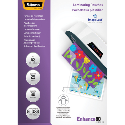 Fellowes® Laminierfolie ImageLast&trade; Enhance 80 304 x 430 mm (B x H) DIN A3 Produktbild pa_produktabbildung_1 XL