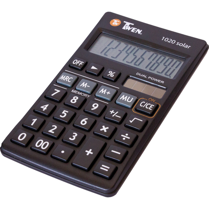 TWEN Taschenrechner 1020 Solar schwarz Produktbild pa_produktabbildung_1 XL