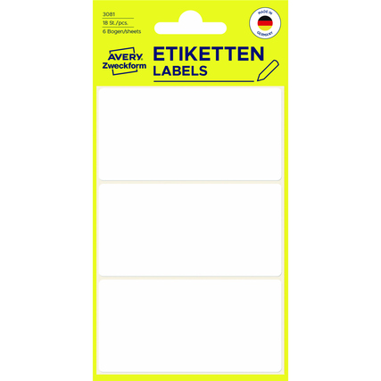 Avery Zweckform Universaletikett 76 x 39 mm (B x H) nicht wieder ablösbar Papier weiß 18 Etik./Pack.