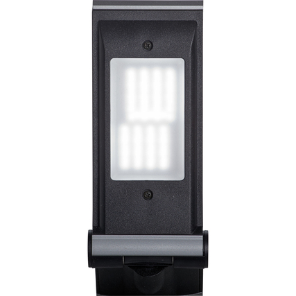 Tischleuchte mit modernem Design und integrierter LED-Technik in silberner Optik.