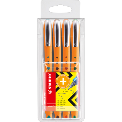 STABILO® Tintenroller worker®+ fine 4 St./Pack. rot, blau, grün, schwarz Produktbild pa_produktabbildung_1 XL