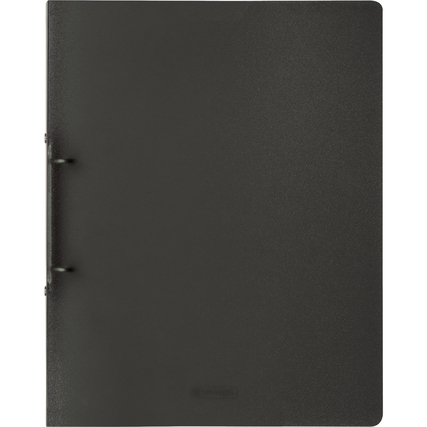 Ringbuch in onyx schwarz transluzent mit 25 mm Ringen, frontale Ansicht.