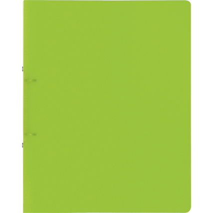 Transluzentes, kiwi grünes Ringbuch mit 25 mm Rückenbreite, geschlossene Vorderansicht.