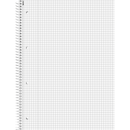 Karierter Collegeblock im DIN A4 Format mit Spirale und Ausreißhilfe.