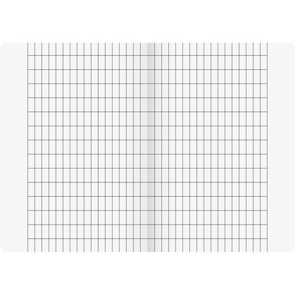 Rautiertes Schulheft im DIN A5 Format mit Rand und Lineatur 8f, geöffnet auf zwei Seiten.