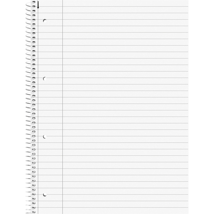 Liniert Collegeblock im Format DIN A4 mit Spiralbindung und Ausreißhilfe, 80 Blätter.