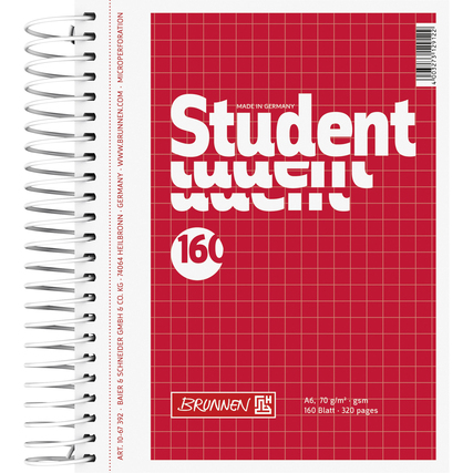 BRUNNEN Collegeblock Student DIN A6 kariert 160 Bl. Produktbild pa_produktabbildung_1 XL