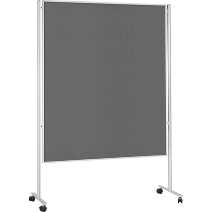Mobile Moderationstafel mit grauer Filzoberfläche und Rollen für einfache Mobilität.