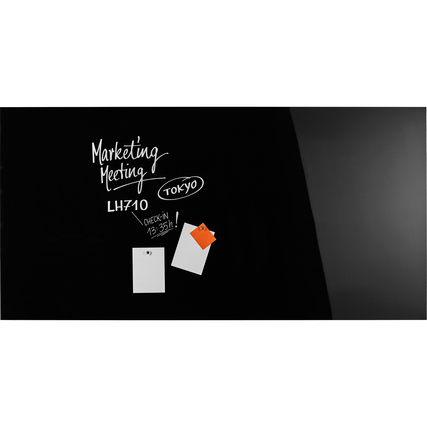magnetoplan® Glasboard Design 200 x 100 x 0,5 cm (B x H x T) tiefschwarz Produktbild pa_ohnedeko_1 XL