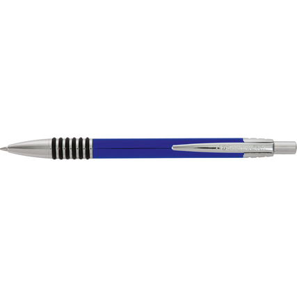 Kugelschreiber in Blau mit silbernem Clip und strukturiertem Griff.