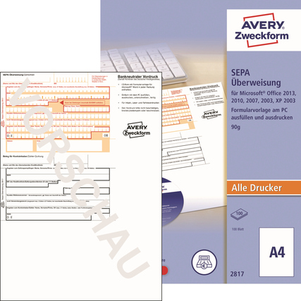 Avery Zweckform Überweisung 2817 Sepa Produktbild pa_produktabbildung_1 XL