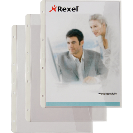 Dokumentenhülle mit Klappe zum Schutz von Unterlagen, in transparentem und bedrucktem Design.