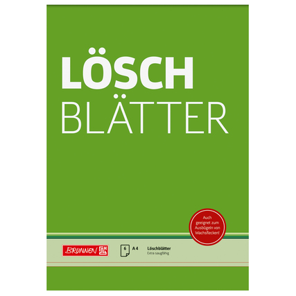Löschblattblock in A4-Format mit grüner Verpackung und aufgedrucktem Text "LÖSCH BLÄTTER".