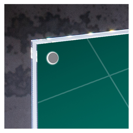 LED-Tischaufsteller in DIN A5 mit Magnethalterung und beleuchtetem Sockel.