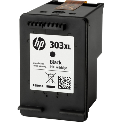 Schwarze HP Tintenpatrone 303XL mit Etikett und Code für den Drucker.
