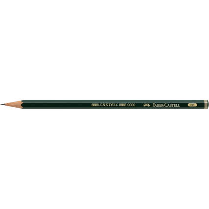 Bleistift CASTELL® 9000 6B in dunkelgrün ohne Radierer, aus nachhaltigem Holz gefertigt.
