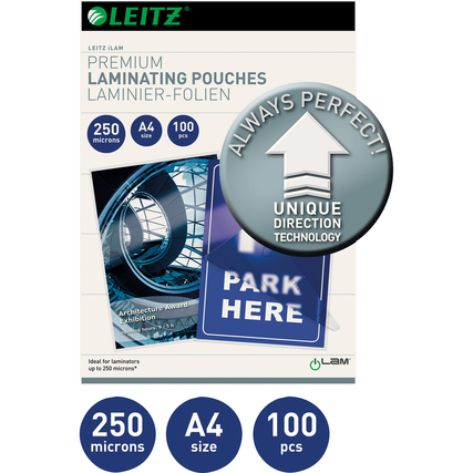 Leitz Laminierfolie ILAM 222 x 309 mm (B x H) DIN A4 250µm glänzend 100 St./Pack.