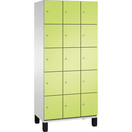 C+P Schließfachsystem Cambio 900 x 1.980 x 525 mm (B x H x T) 15 Fächer lichtgrau clowngrün Produktbild pa_produktabbildung_1 XL