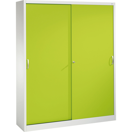 C+P Schiebetürenschrank Acurado 2 x 5 Ordnerhöhen 1.600 x 1.950 x 400 mm (B x H x T) lichtgrau clowngrün Produktbild pa_produktabbildung_1 XL