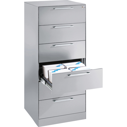 C+P Karteischrank Asisto 562 x 1.298 x 600 mm (B x H x T) DIN A5 quer weißaluminium Produktbild pa_produktabbildung_1 XL